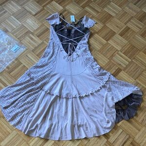 Byron Lars In Earnest Vegan Suede Hi-Lo Dress – pale pink– Size 4 – NWT